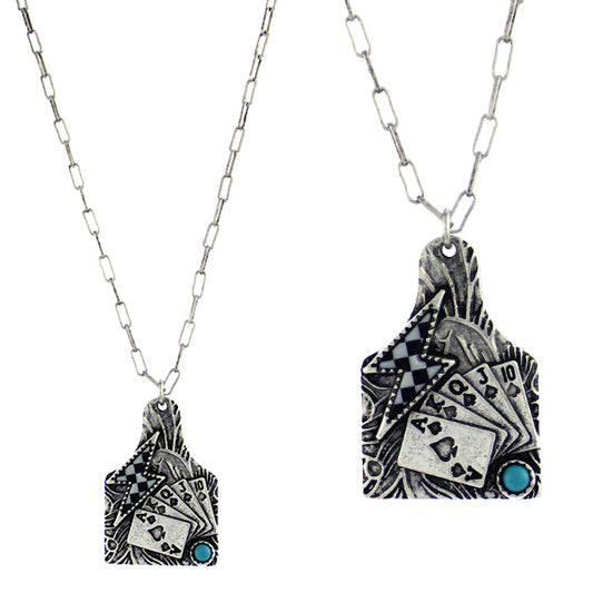 Royal Flush Cow Tag Necklace