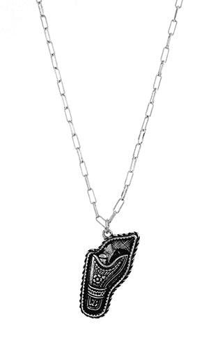 Etched Pistol Pendant Necklace