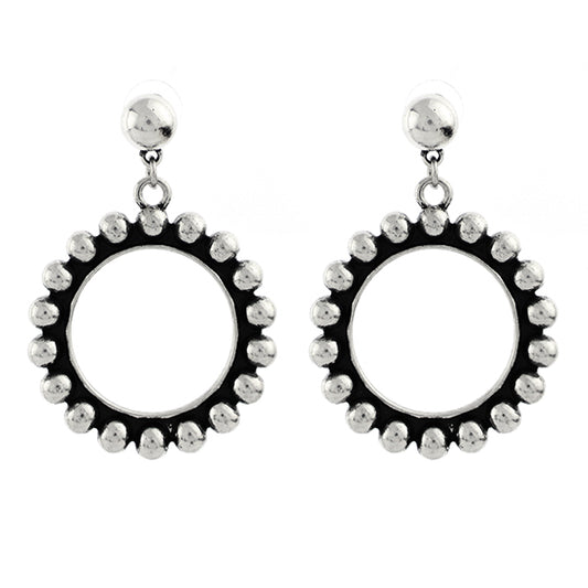 Cut Bubble Bead Hoop Post Earring