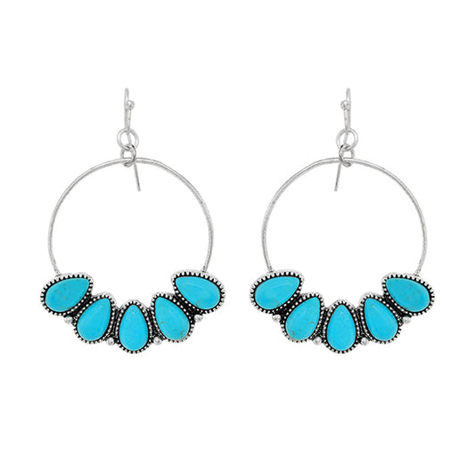 Turquoise Semi Circle Hoop Earring