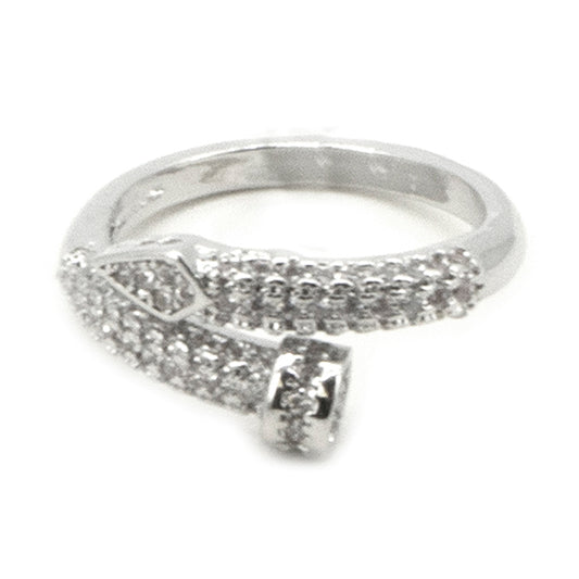 Silver & Rhinestone Nail Ring