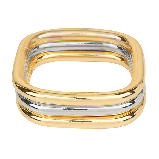 Gold & Silver Square Stackable Bracelet Set of 3