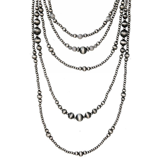 5 Layer Pewter Pearl Necklace