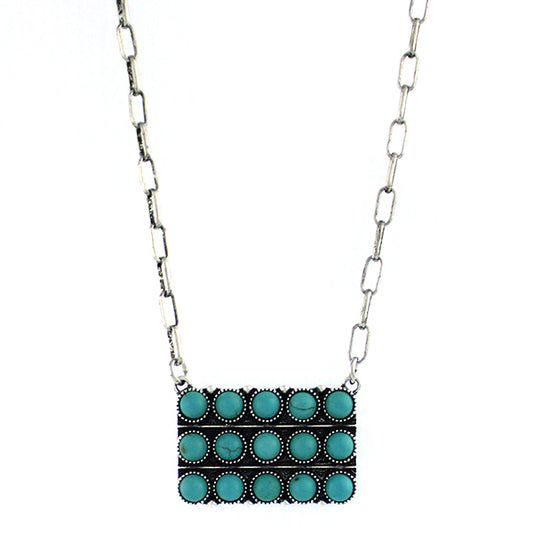 Turquoise Stone Bubble Bar Necklace