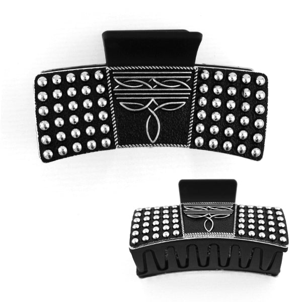 Black Bubble Bead & Boot Stitch Hairclip