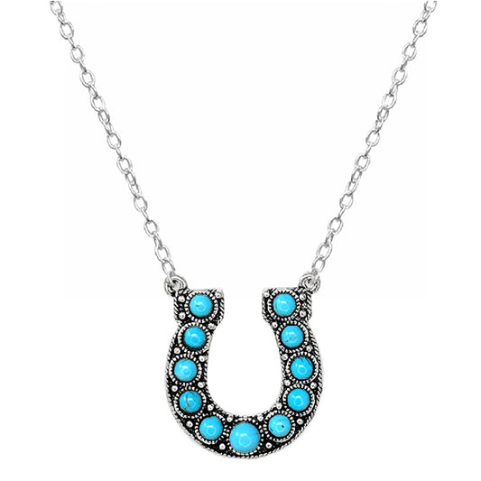 Turquoise Beaded Horseshoe Necklace