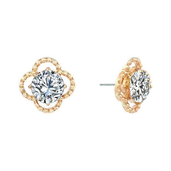 Gold Clover Halo Stud Earrings