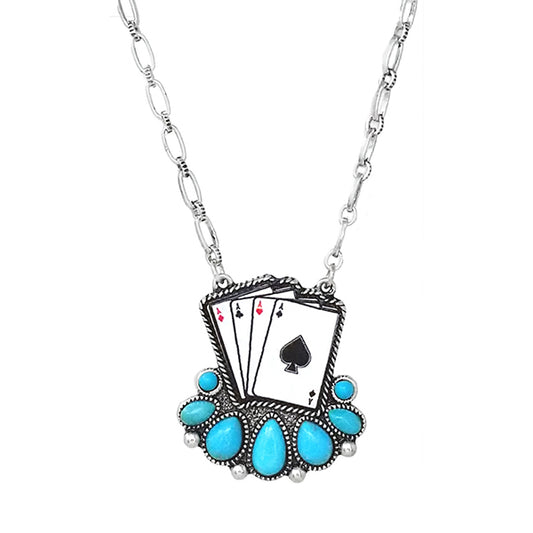 Turquoise & Aces Pendant Necklace