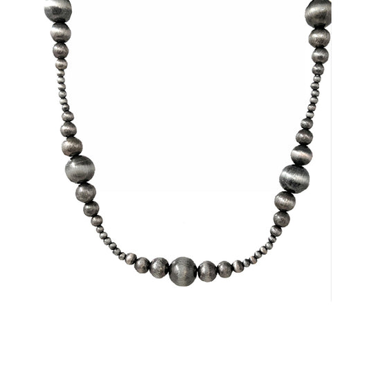 18" Gradual Pewter Pearl Beaded Necklace