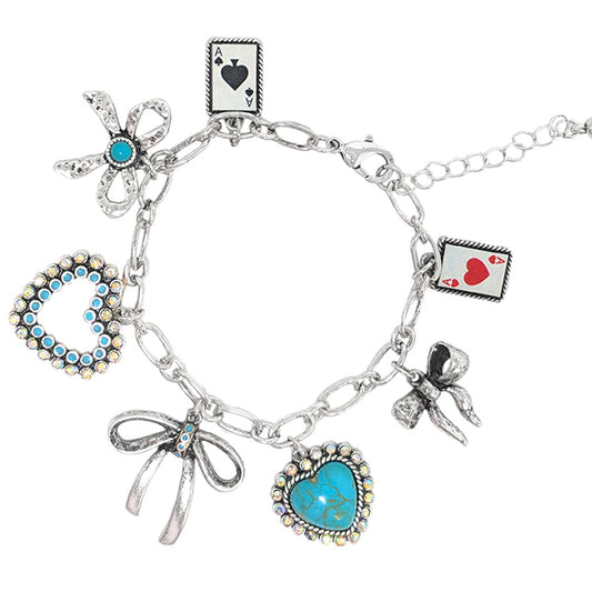 Card, Bow, & Hearts Charm Bracelet