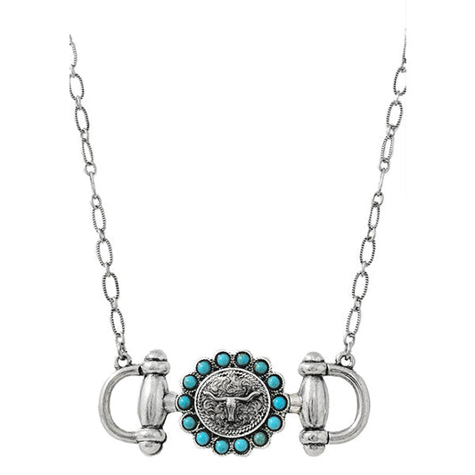 Bit & Turquoise Longhorn Coin Necklace