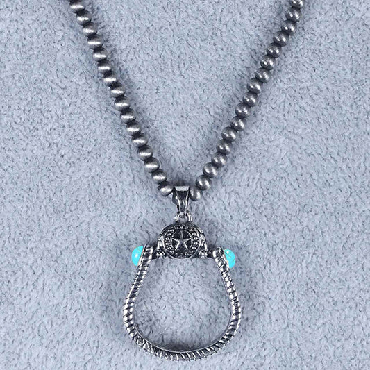 Pewter Pearl & Stirrup Necklace