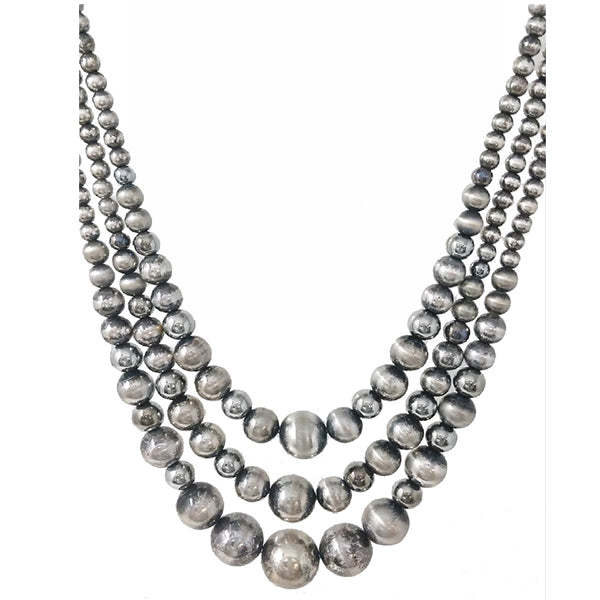 18" Pewter Pearl 3 Strand Necklace