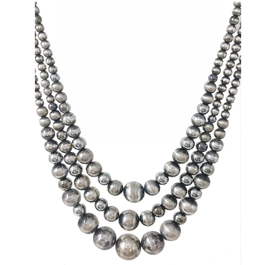 18" Pewter Pearl 3 Strand Necklace