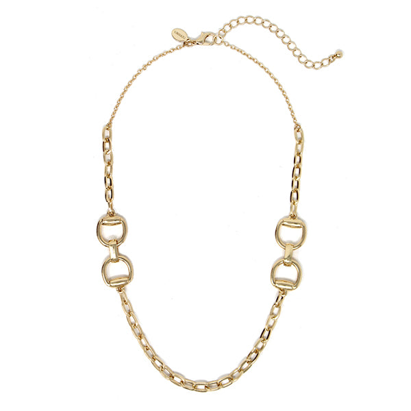 Gold Double Stirrup Chain Necklace