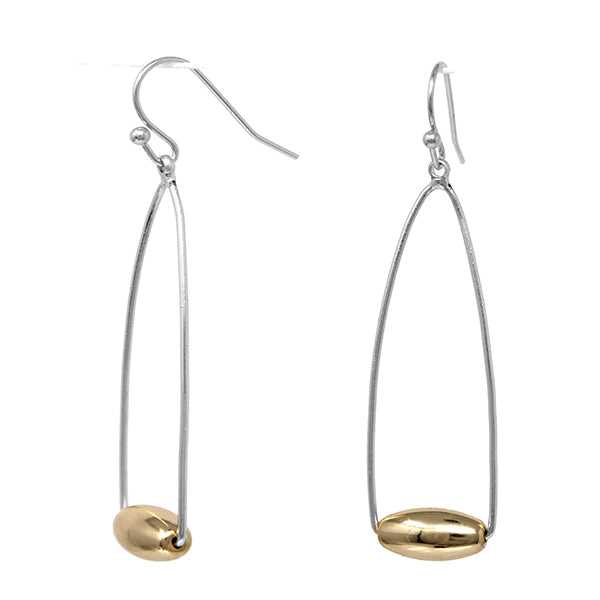 Silver Wire & Gold Bead Dangle Earring