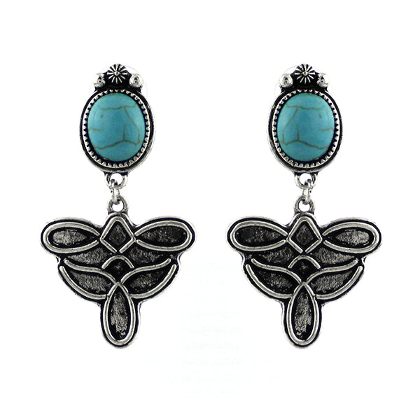 Turquoise & Boot Stitch Post Earring