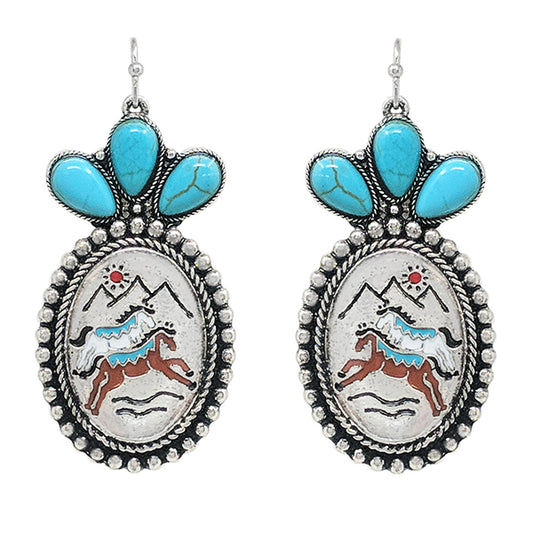 Horse & Mountains Dangle Earrings