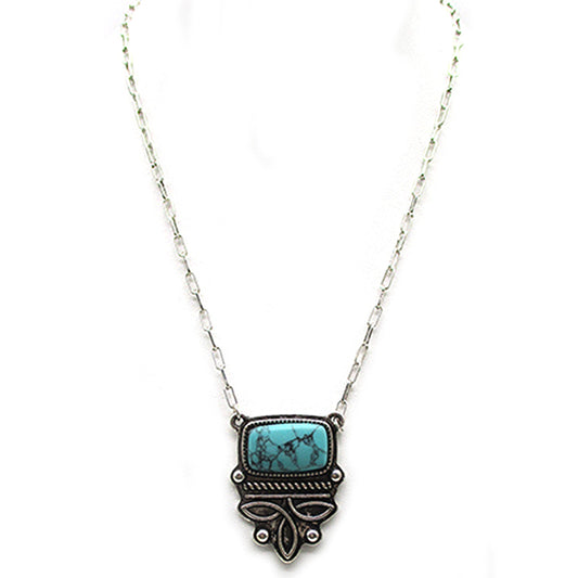 Boot Stitch & Turquoise Necklace