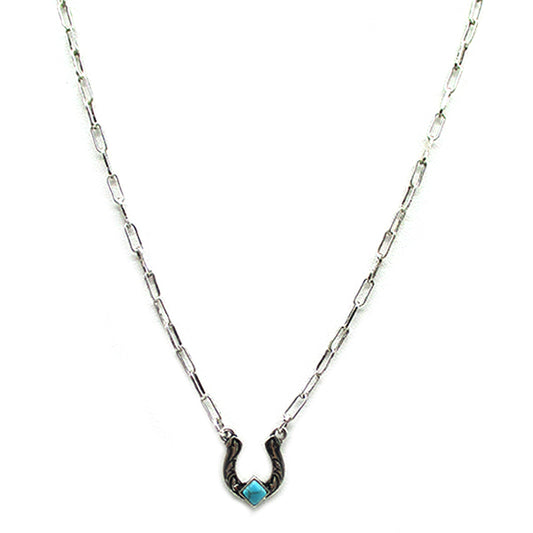 Horseshoe & Turquoise Necklace