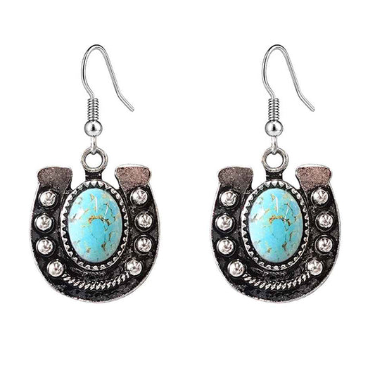 Horseshoe & Turquoise Earrings
