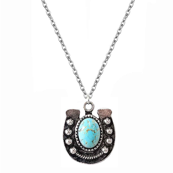 Horseshoe & Turquoise Necklace