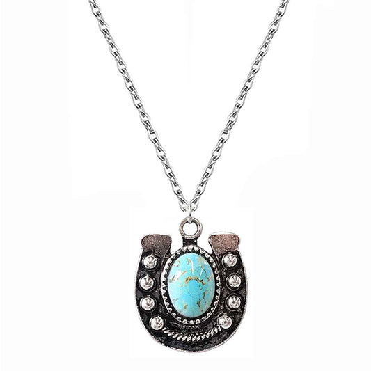 Horseshoe & Turquoise Necklace