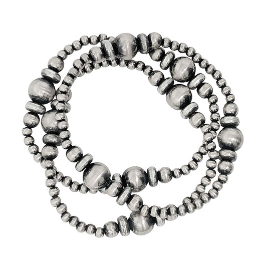 Pewter Pearl Breaded Bracelet Set