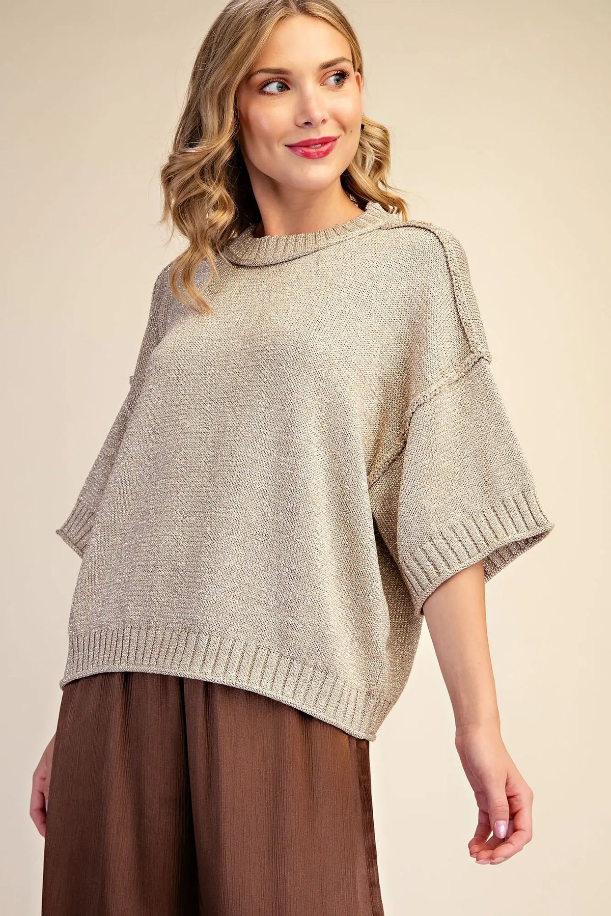 Lurex Light Gold Metallic Sweater