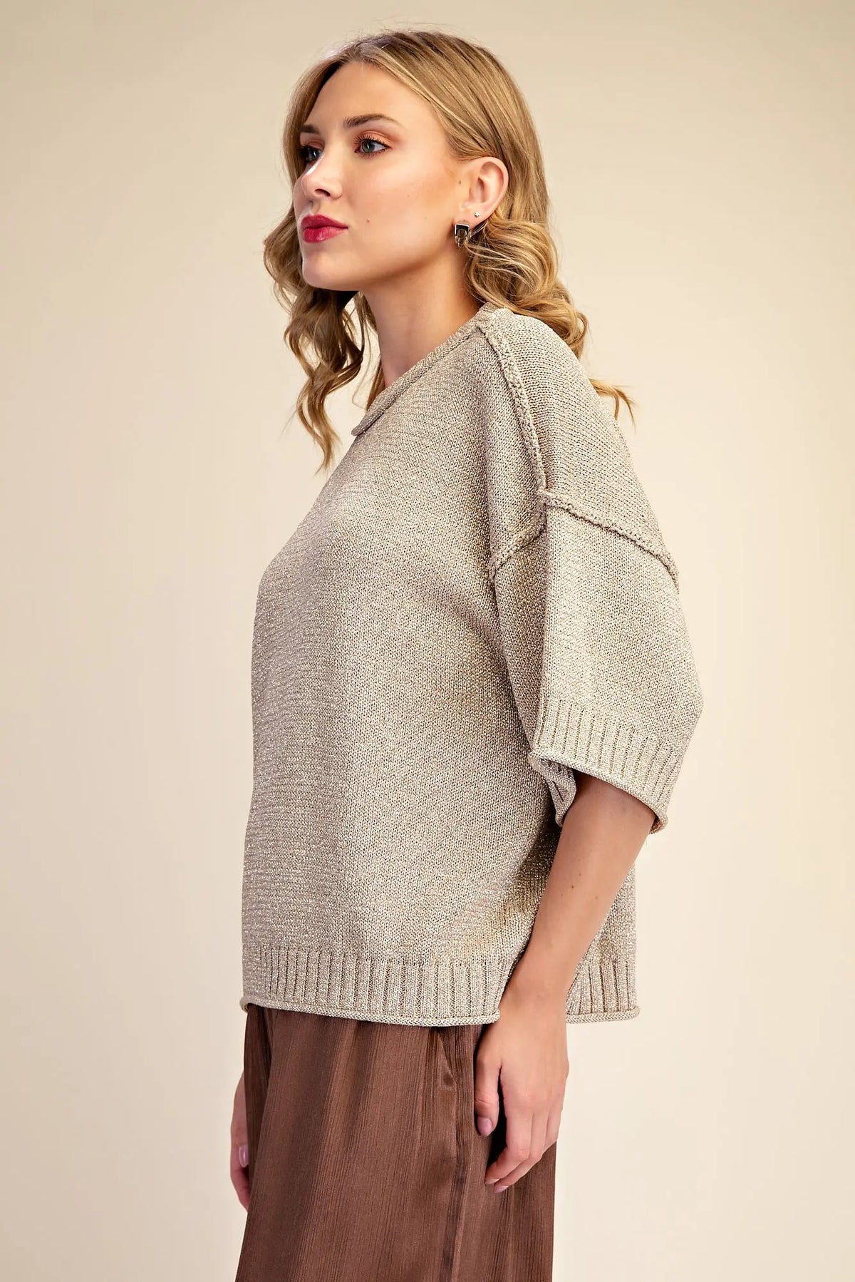 Lurex Light Gold Metallic Sweater