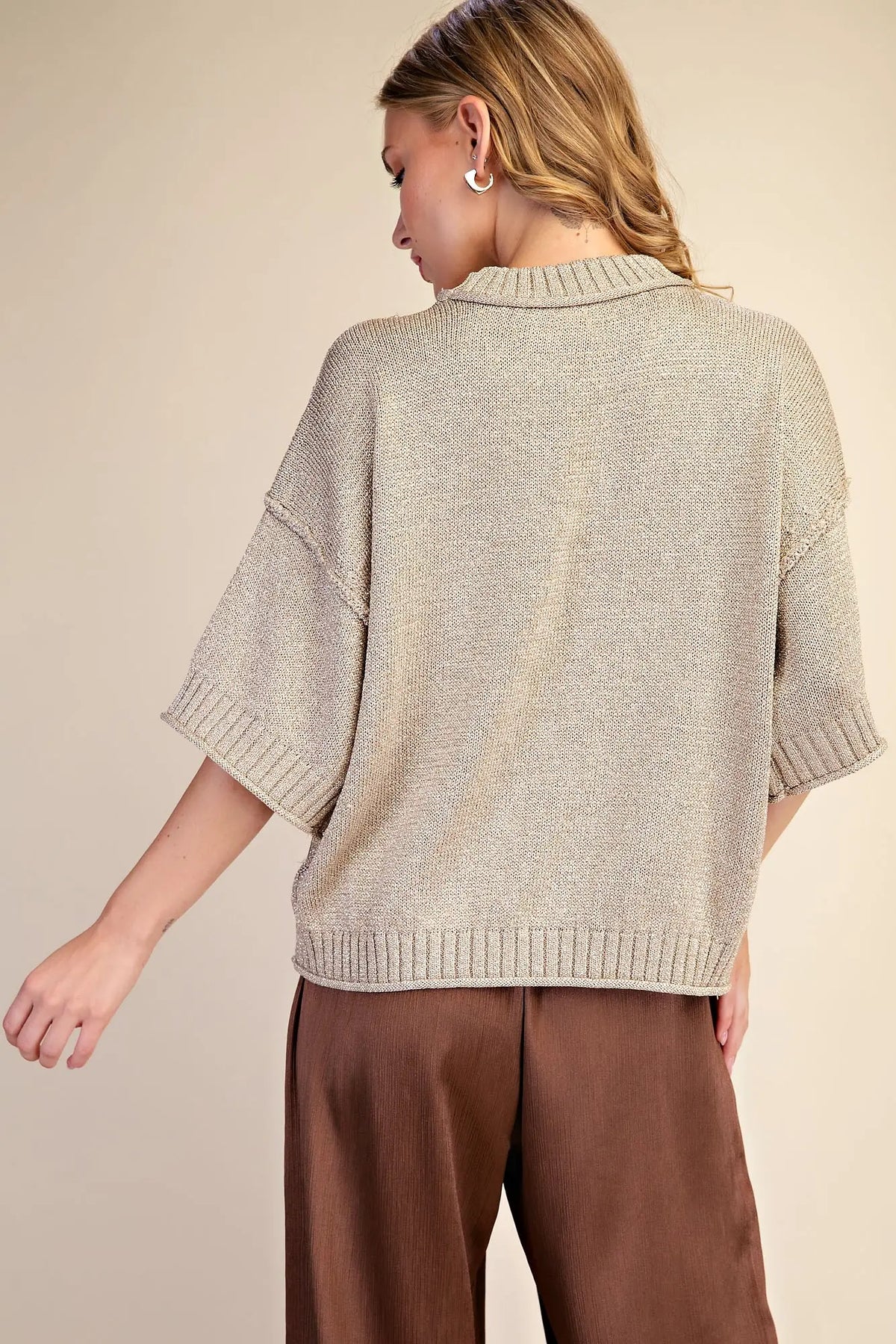 Lurex Light Gold Metallic Sweater