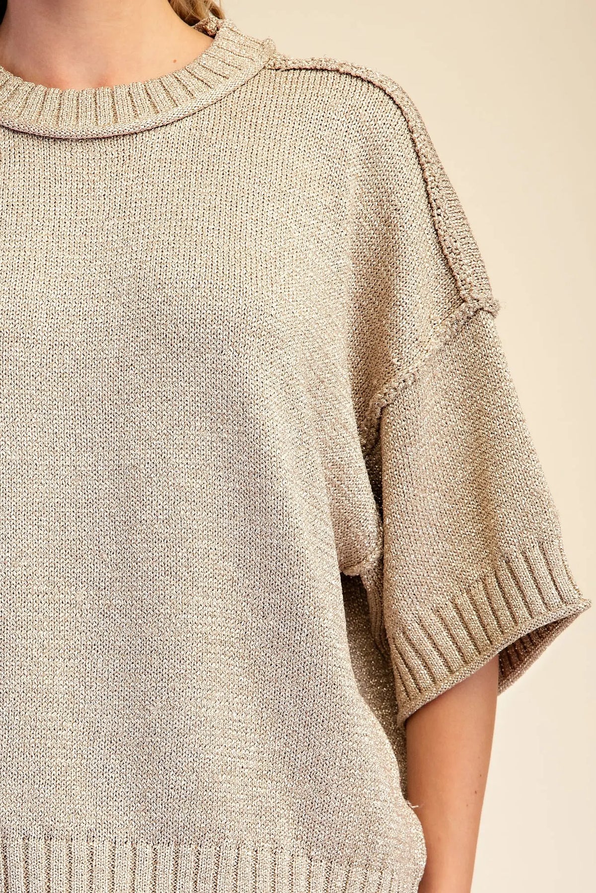 Lurex Light Gold Metallic Sweater