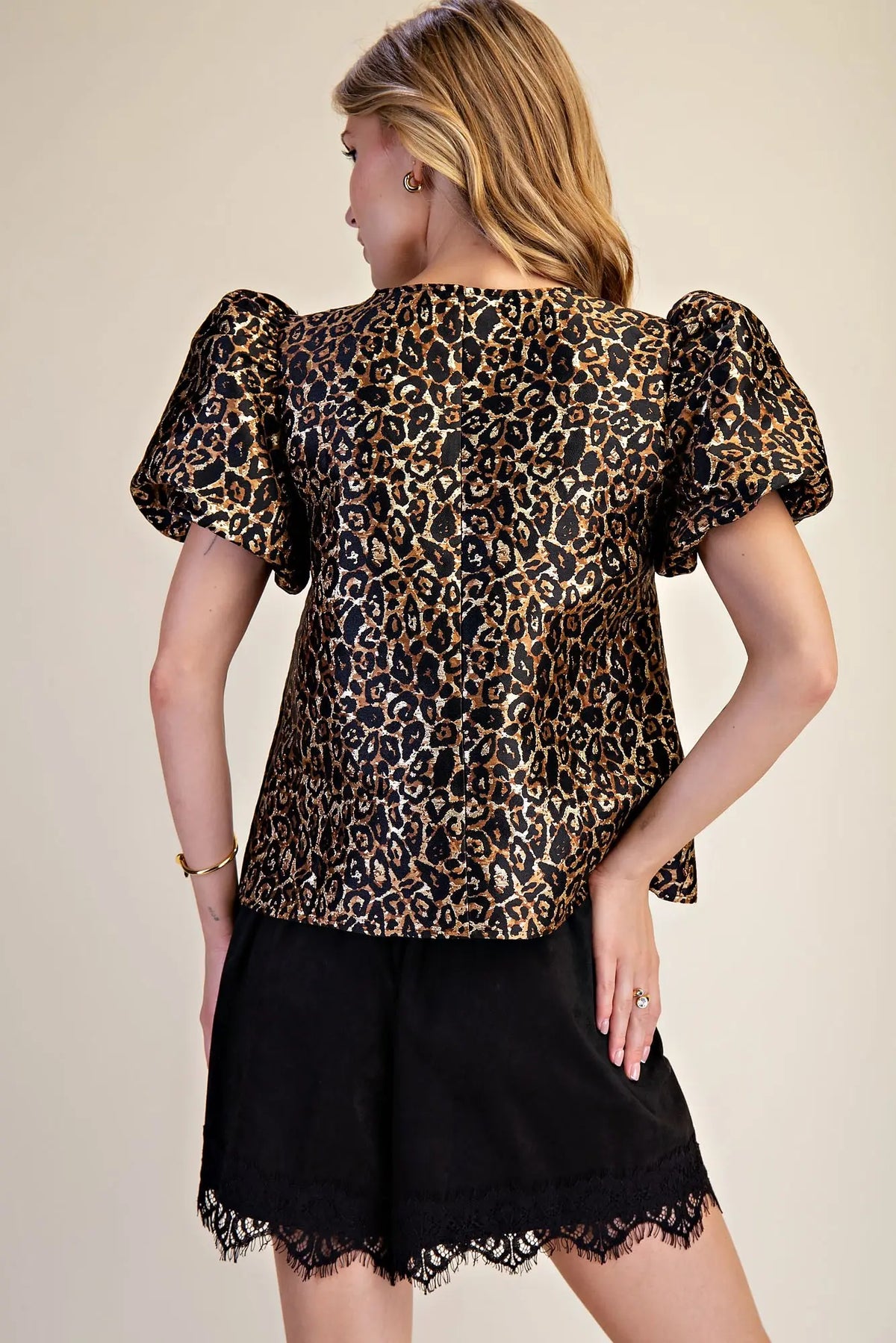 Leopard Puff Sleeve Top
