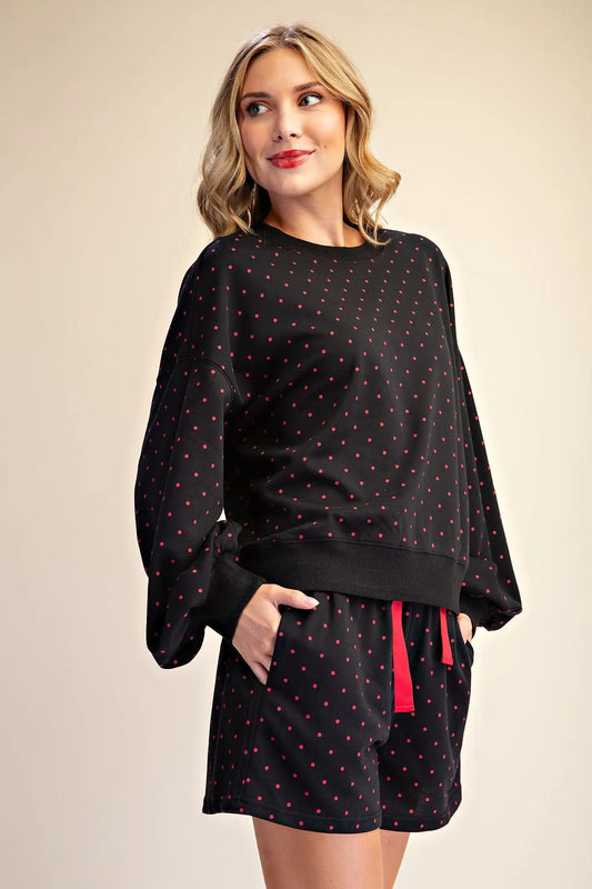 Black & Red Polka Dot Top & Short Set