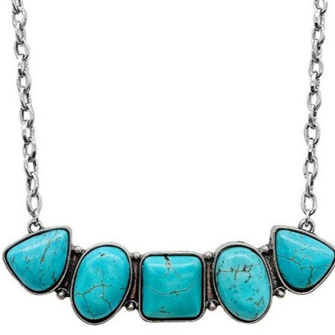 Multi Shaped Turquoise Bar Necklace