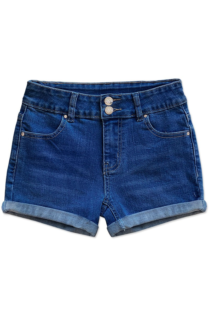 Girl's Premium Denim 2 Buttons Double Roll-Up shorts