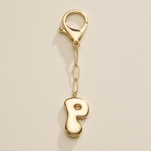 Gold Plated Bubble Letter Initial Keychain