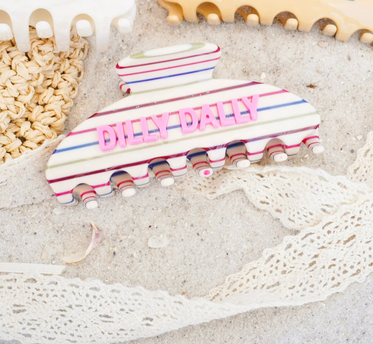 Dilly Dally Striped Hair Clip