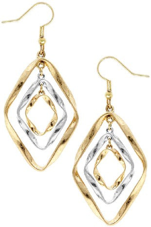 Gold Multi Twisted Diamond Charm Earring