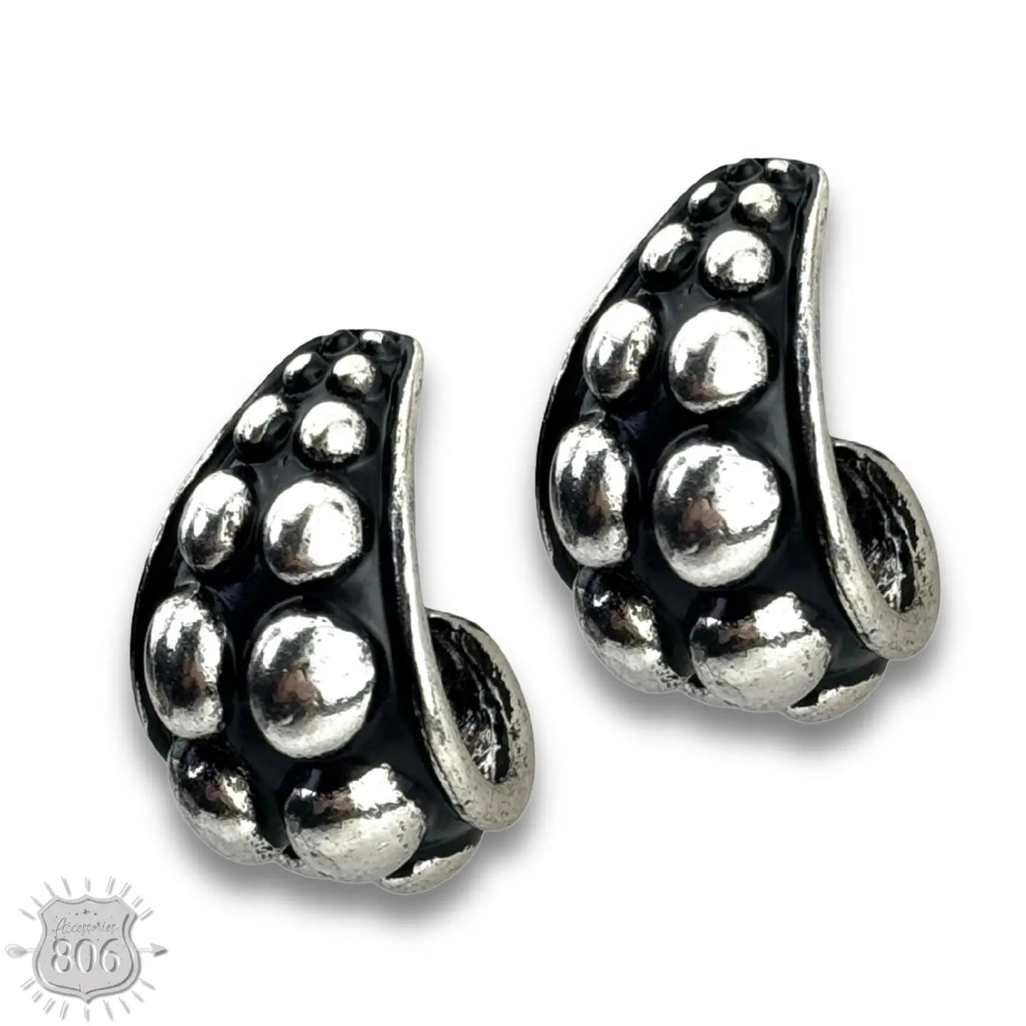 Chunky Two Row Bubble Bead Half Hoop Earring