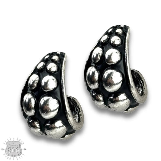 Chunky Two Row Bubble Bead Half Hoop Earring
