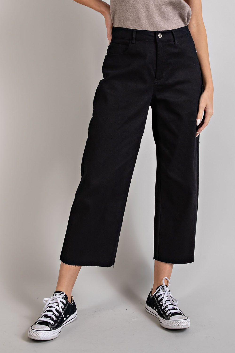 Black Straight Leg Pants with Pockets