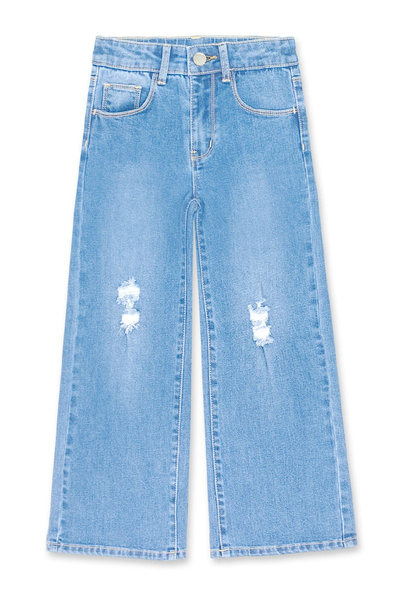 Toddler's Stretch Distressed Denim Wide Leg Jeans