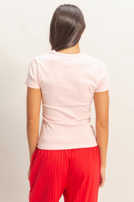 Mineral Wash Crew Neck Tee- Soft Pink