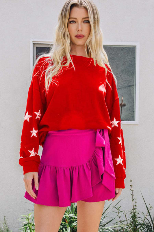 Red Star Patch Oversized Sweater