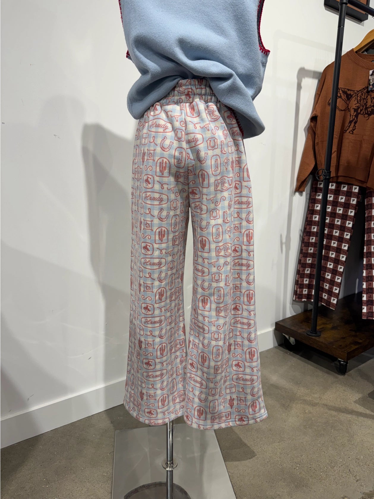 Western Blue Gingham Sweatshirt & Pant Set