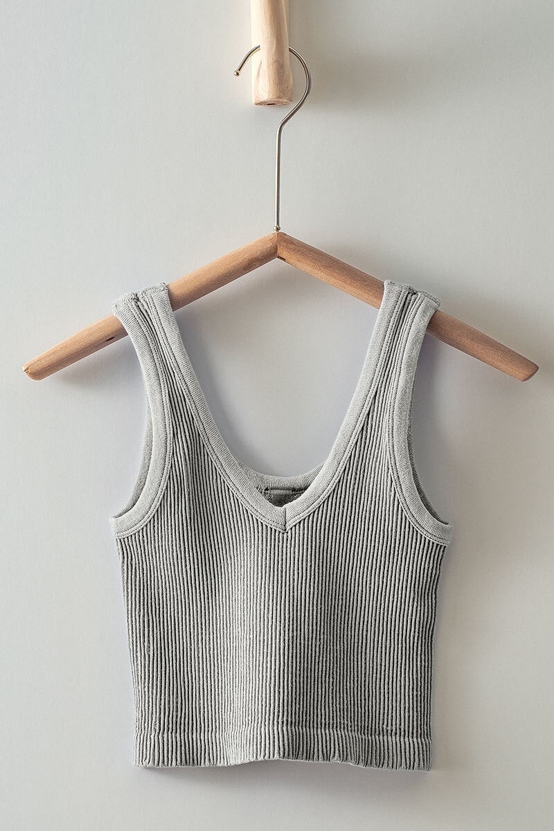 Pale Grey Seamless Crop Tank