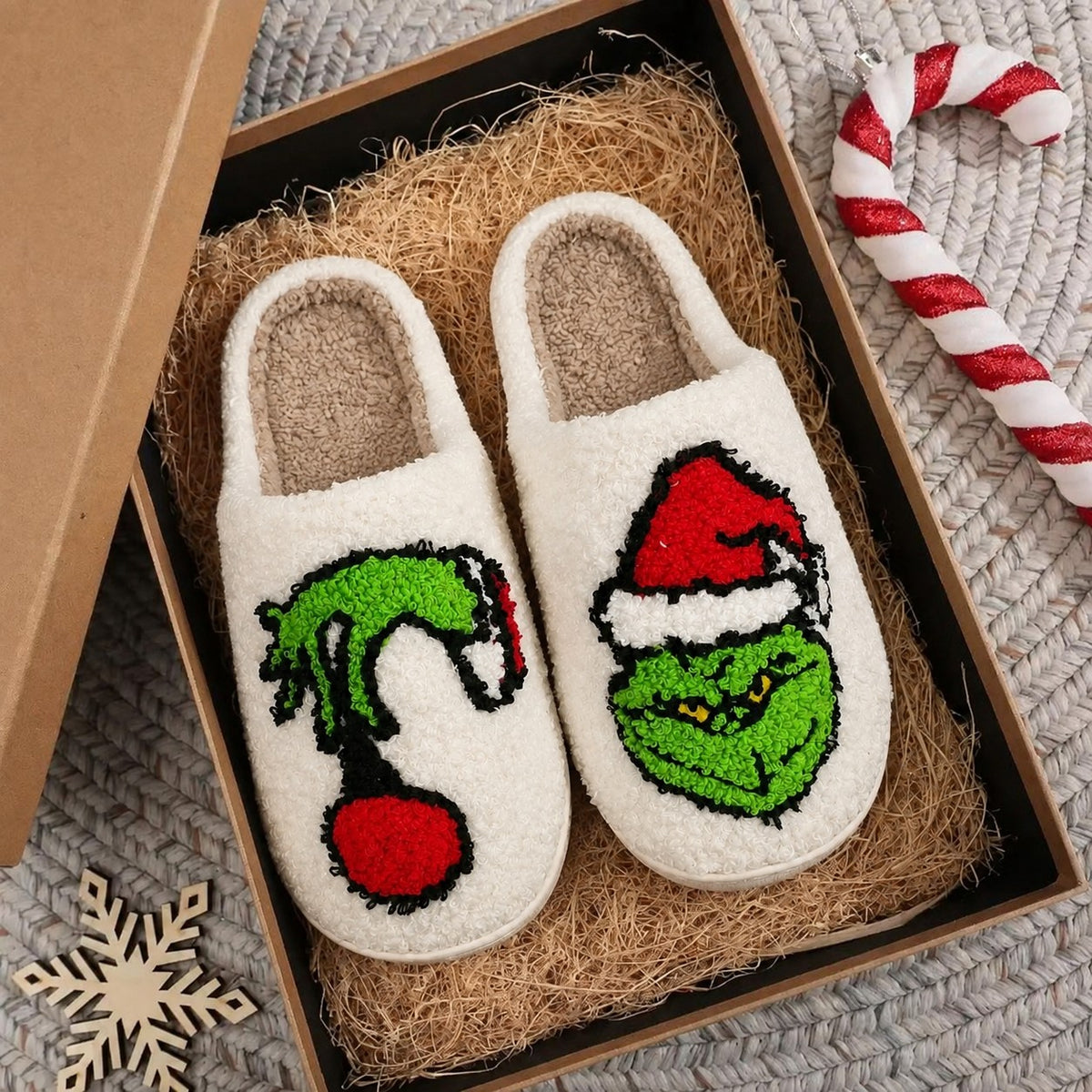 Grinch Sherpa Slip On Slippers