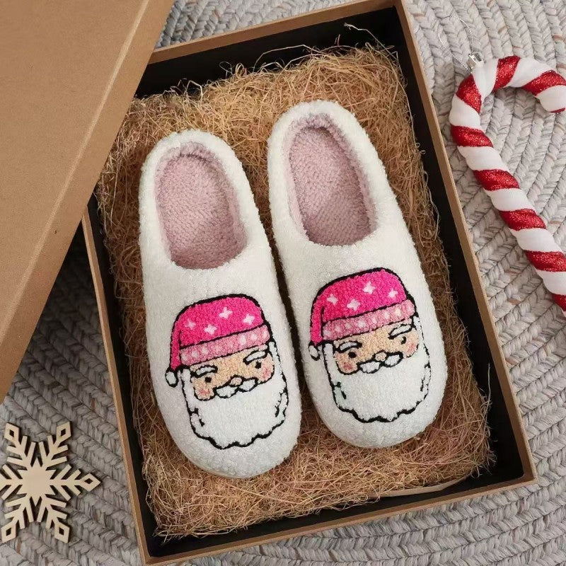 Pink Santa Sherpa Slip On Slippers