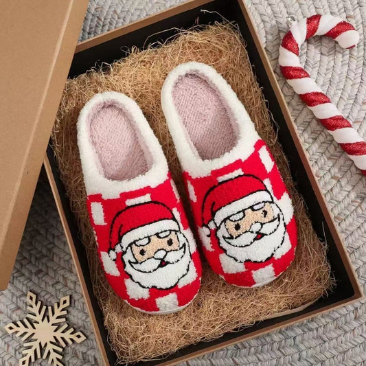 Red Santa Sherpa Slip On Slippers